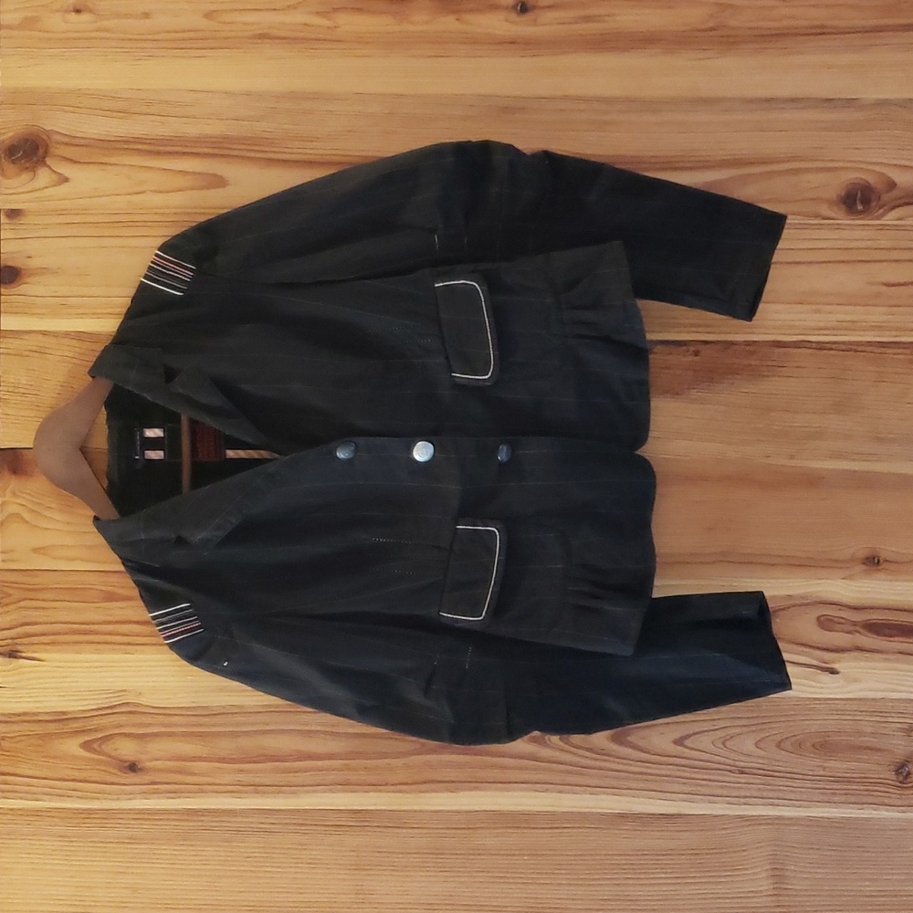 Marithé & François Girbaud - Black/White Pinstripe Denim Long-Sleeve Jacket - 36